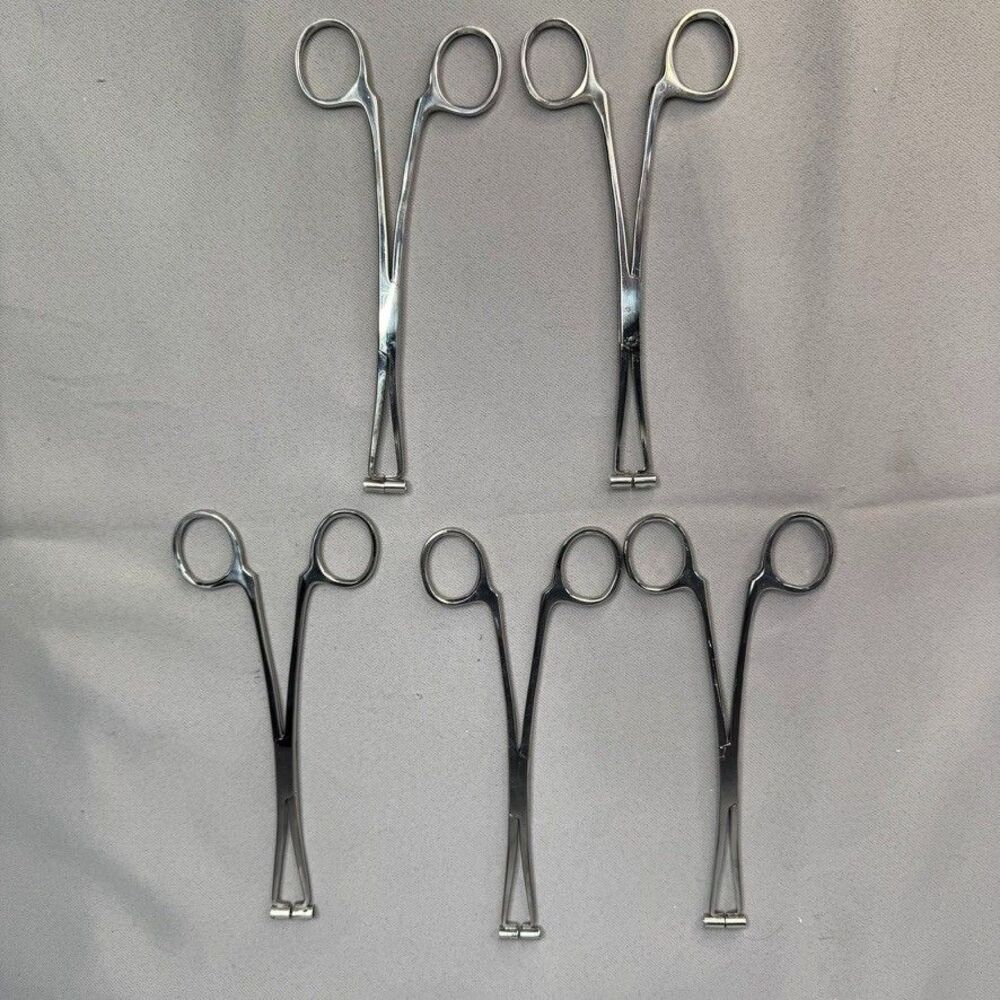Lot 5 Stainless Steel Septum Piercing Forceps Receiving Tube Clamps 6”-7”